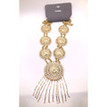 EXPRESS Metallic Gold Tone Tribal Boho Circle Station Statement Necklace 21" NEW
