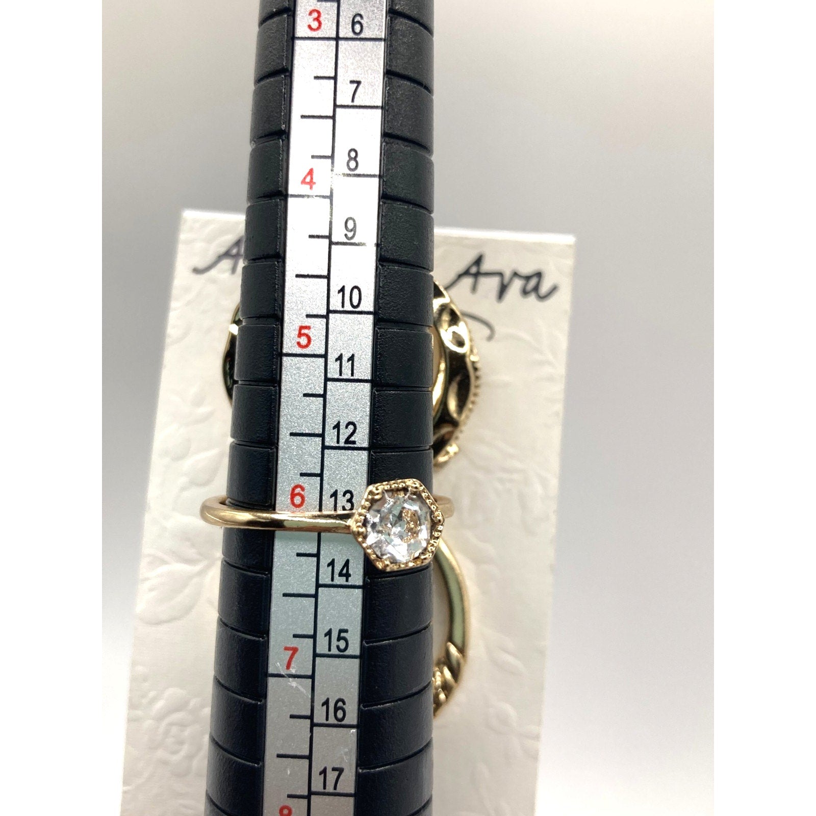 ANNA & AVA Women's 5-Stack Ring Set Gold Tone Hammered, Braided, Faux Stone NEW