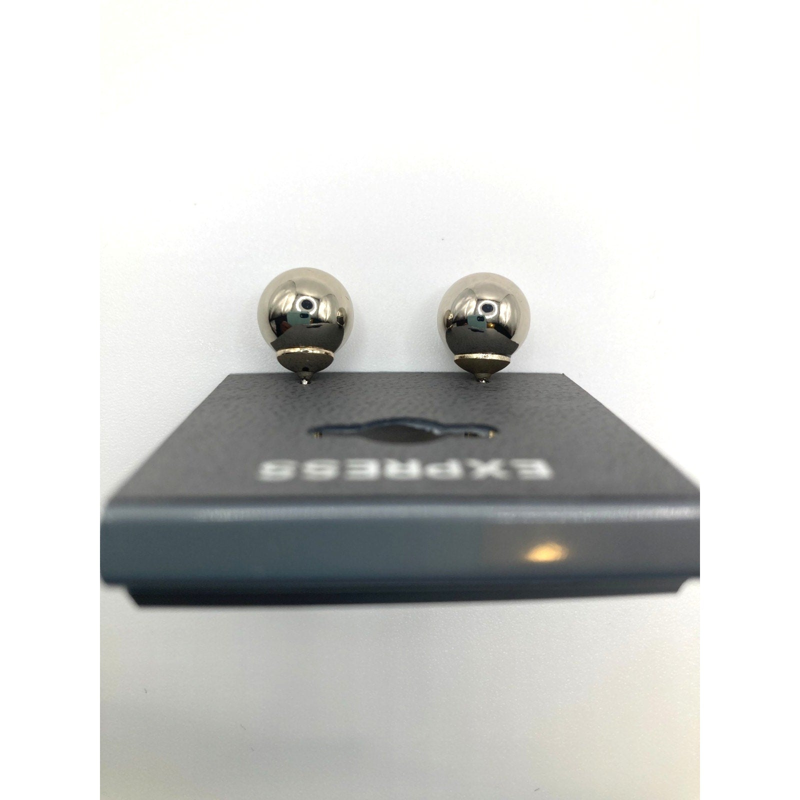 EXPRESS Silver Tone Bauble Stud Faux Pearl Bead Earrings NEW