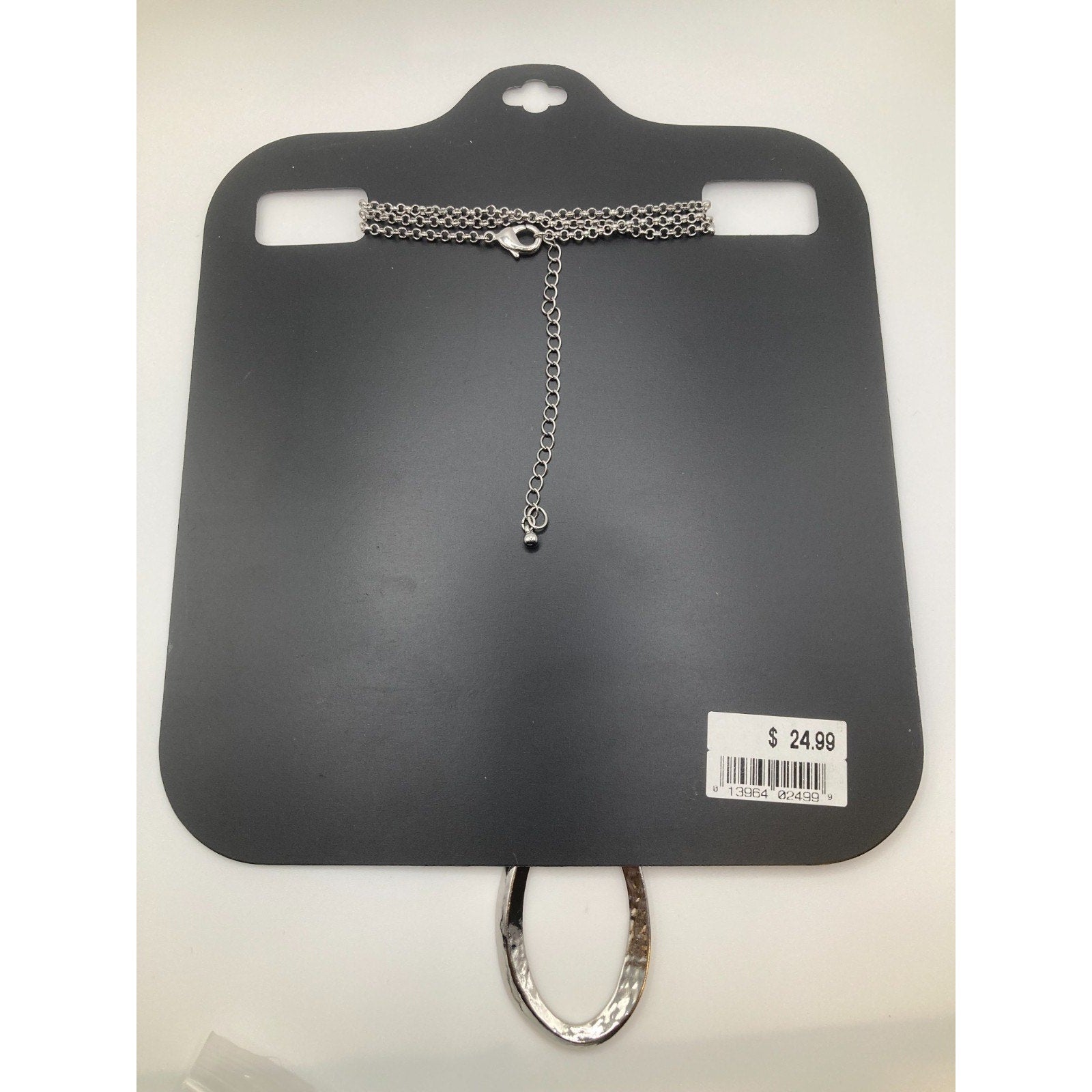 Lane Bryant Abstract Hammered Silver Tone Oval Pendant Necklace