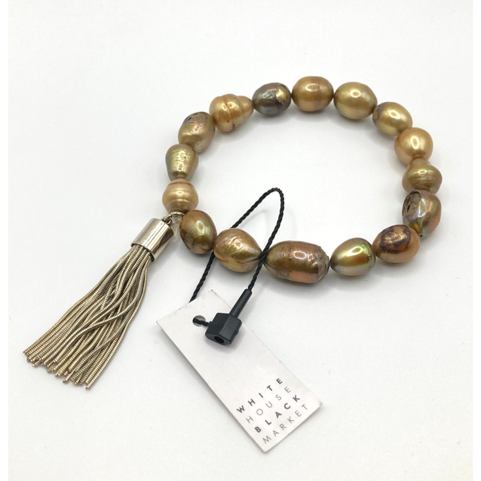 WHITE HOUSE/BLACK MARKET Freshwater Pearl Tassel Stretch Bracelet ~Size 6.75