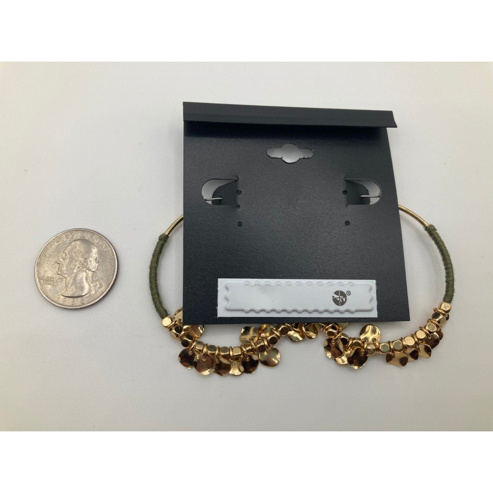 SET! LANE BRYANT Three Strand Olive & Gold Tone Pendant NECKLACE & Hoop EARRINGS