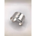 Stunning Staple Silver Tone Hammered Polished Metal Weighty Cuff Bracelet S.6.75