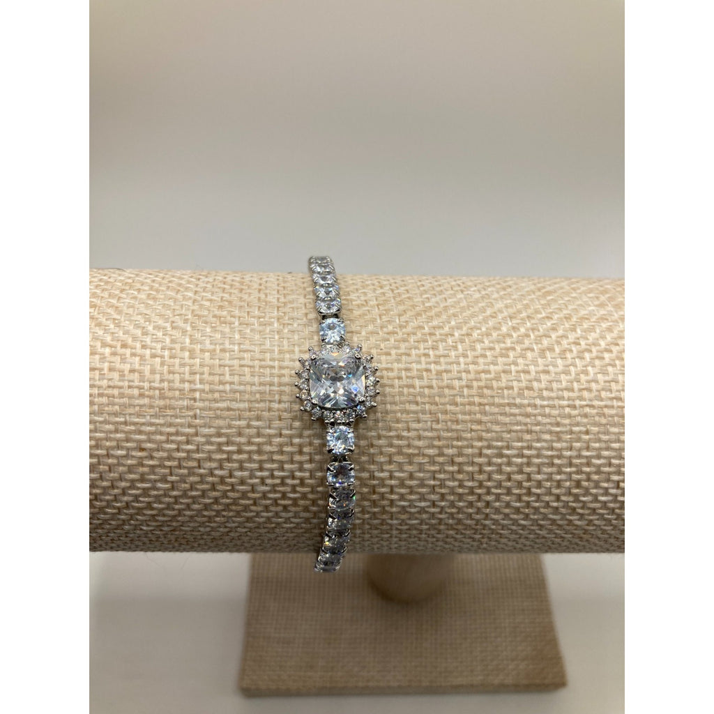 Radiant Center Stone Slider Tennis Bracelet Made with Swarovski Elements Sz 9