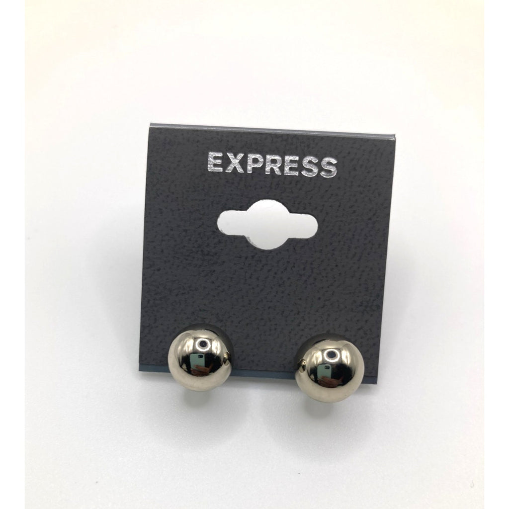 EXPRESS Silver Tone Bauble Stud Faux Pearl Bead Earrings NEW