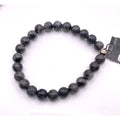 EXPRESS Men Women Genuine Stone Marbled Black Stretch Wristband Bracelet NEW