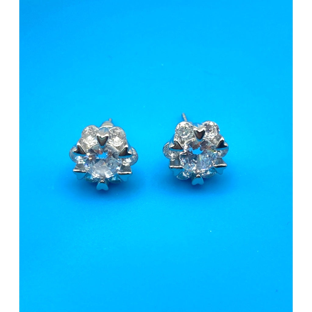 Crystal Cluster Stud Silver Overlay Earrings Made with SWAROVSKI Elements