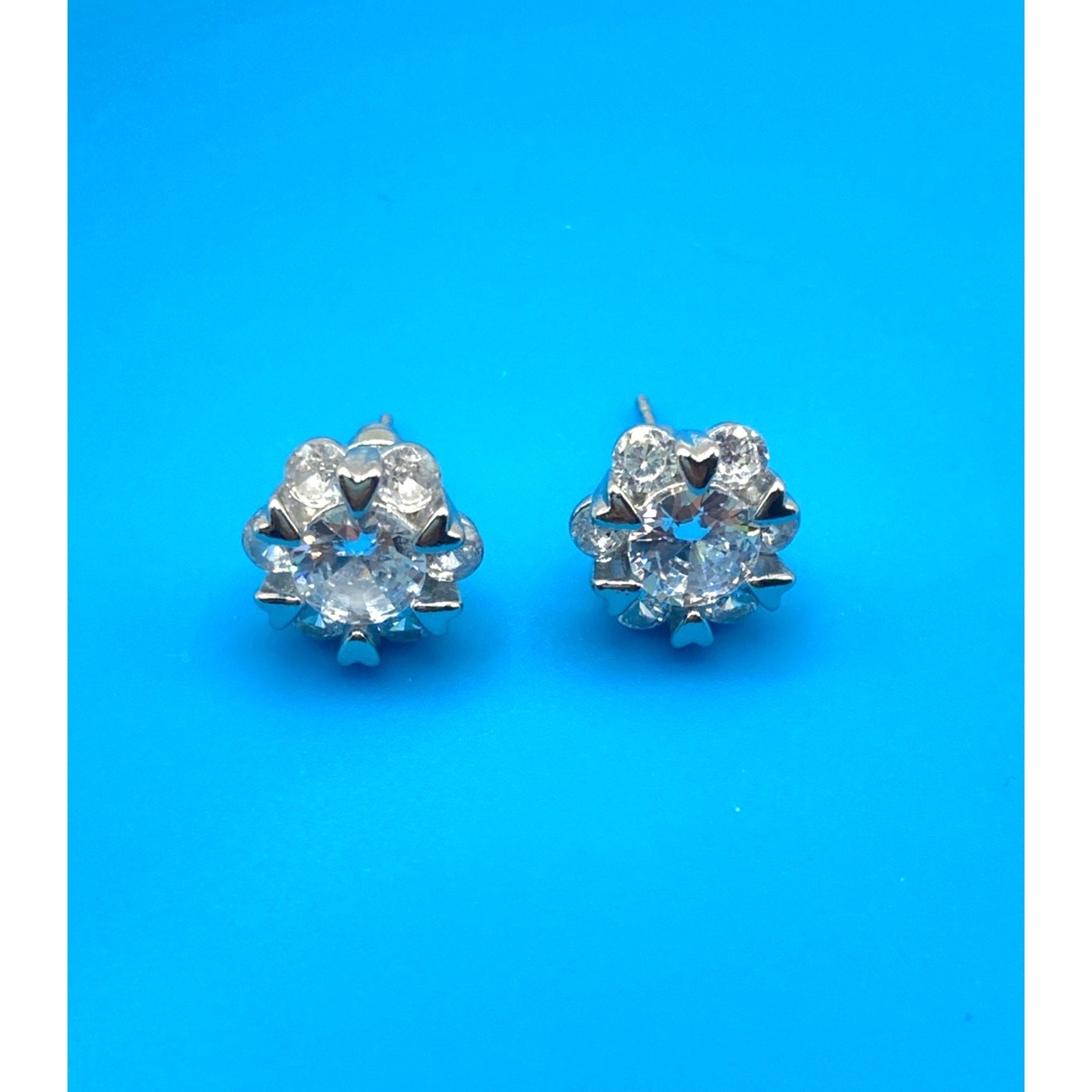 Crystal Cluster Stud Silver Overlay Earrings Made with SWAROVSKI Elements