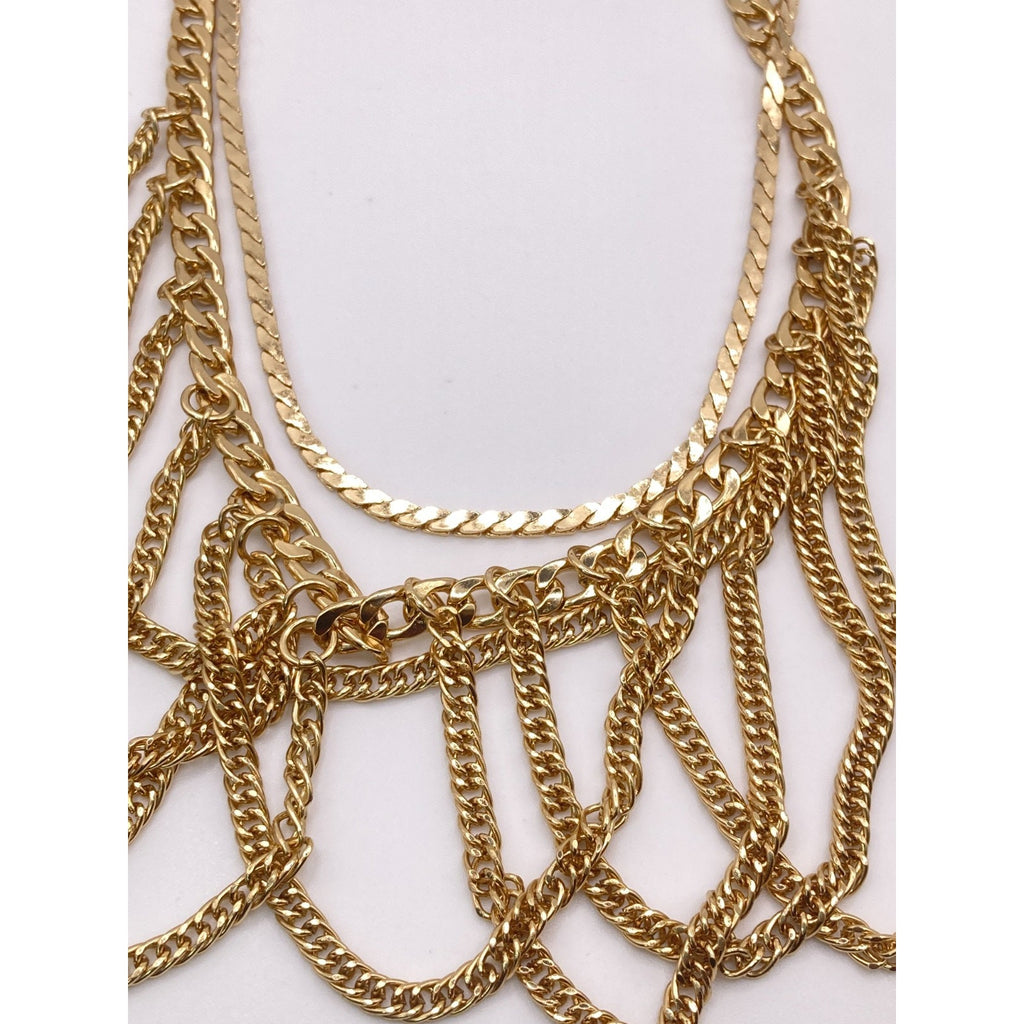 EXPRESS Gold Tone Multi Strand Draping Multi Layered Choker Necklace