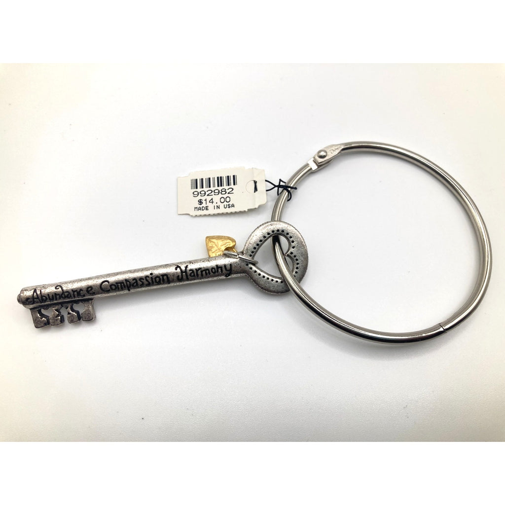 CHICO'S Lock & Key Themed Heart Abundance, Compassion, Harmony Novelty Bracelet