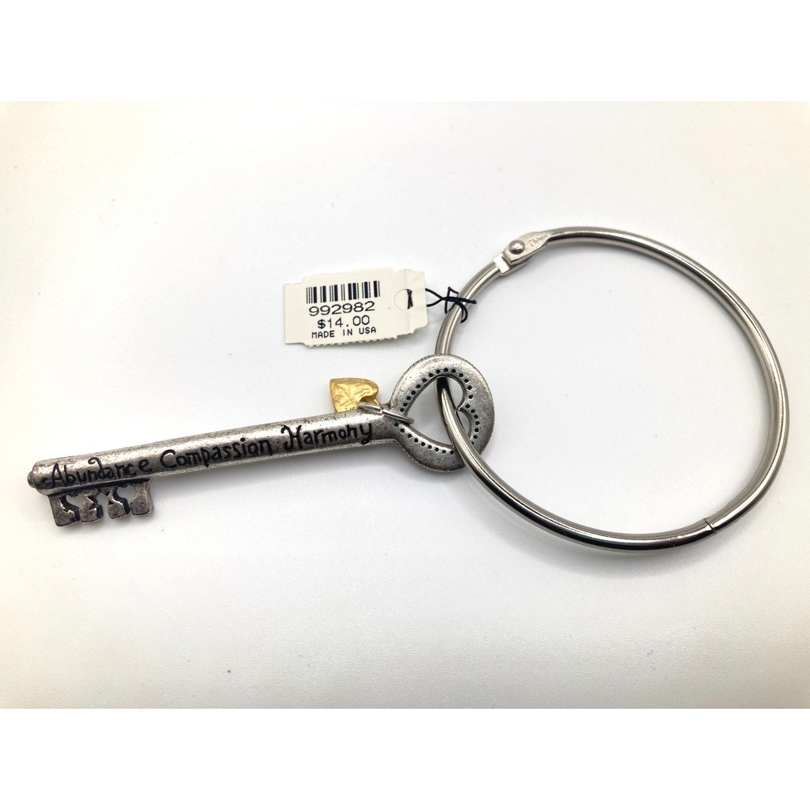 CHICO'S Lock & Key Themed Heart Abundance, Compassion, Harmony Novelty Bracelet