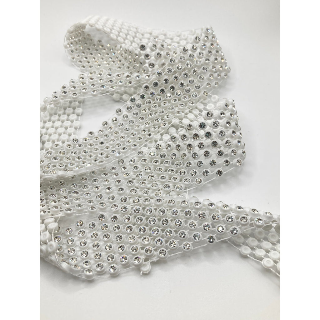 FREE PEOPLE Royce White Rhinestone Mesh Style Choker Wrap Y2K Style 21"