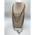 LANE BRYANT Multi Chain Draped Layered Silver Tone Chain Necklace
