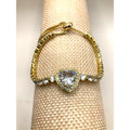 Heart Center Stone Slider Tennis Bracelet Made with Swarovski Elements Sz 9