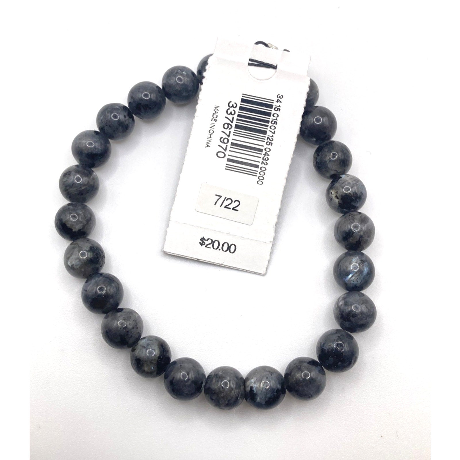 EXPRESS Men Women Genuine Stone Marbled Black Stretch Wristband Bracelet NEW