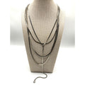 EXPRESS Elegant Silver Tone Layered Lariat Serpentine Chain & Cubic Zirconia 17"