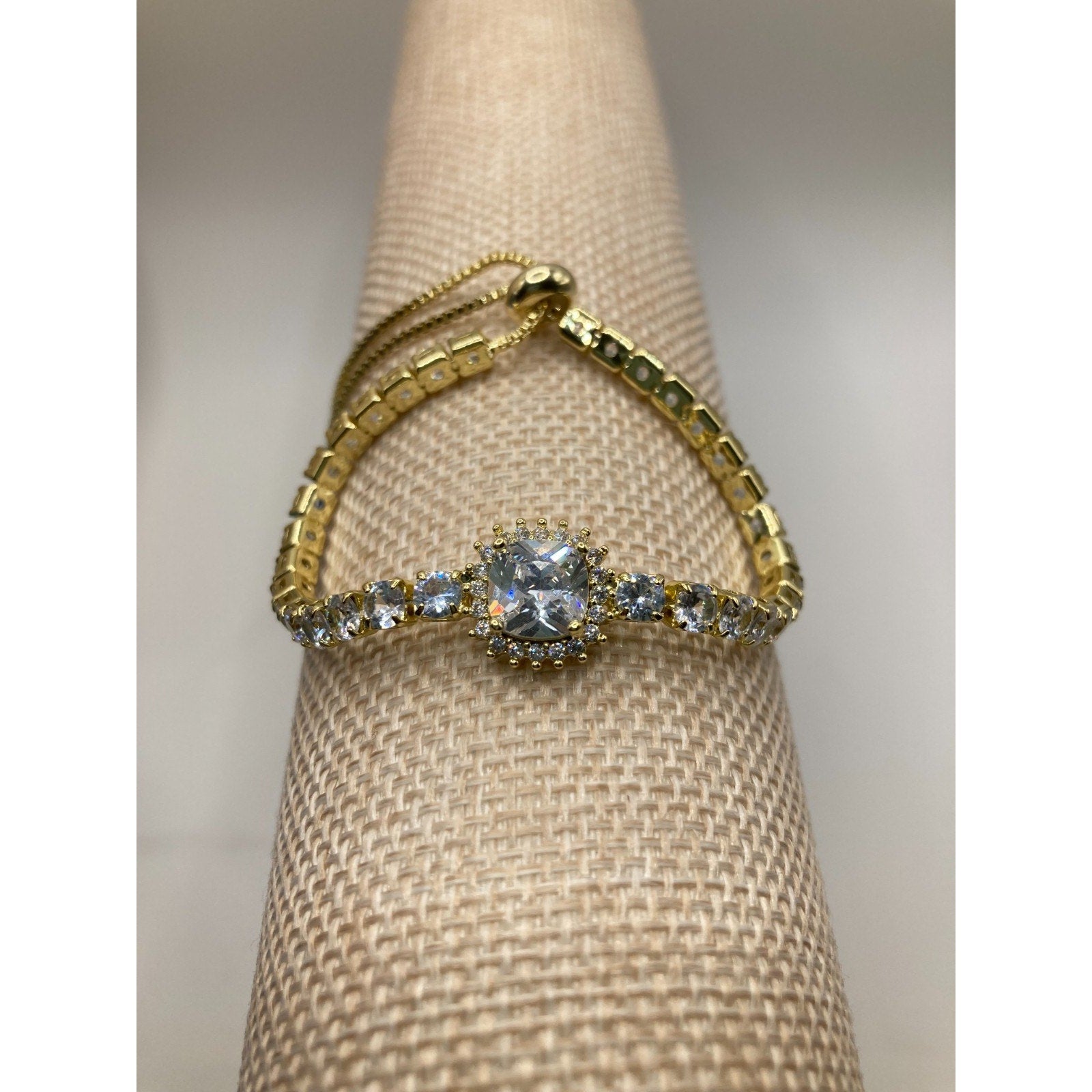 Radiant Center Stone Slider Tennis Bracelet Made with Swarovski Elements Sz9
