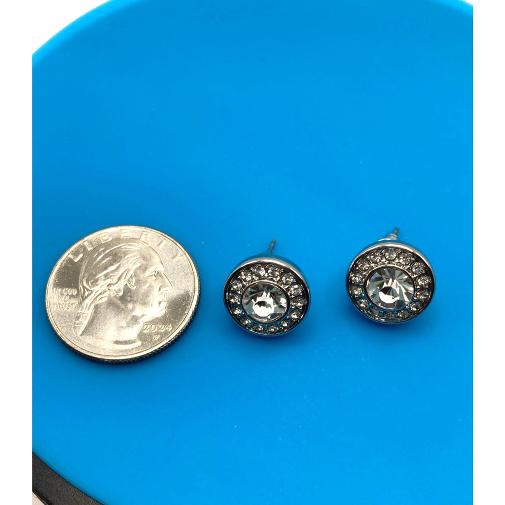 Rhodium Overlay Silver Halo Crystal Earrings Made with SWAROVSKI Elements