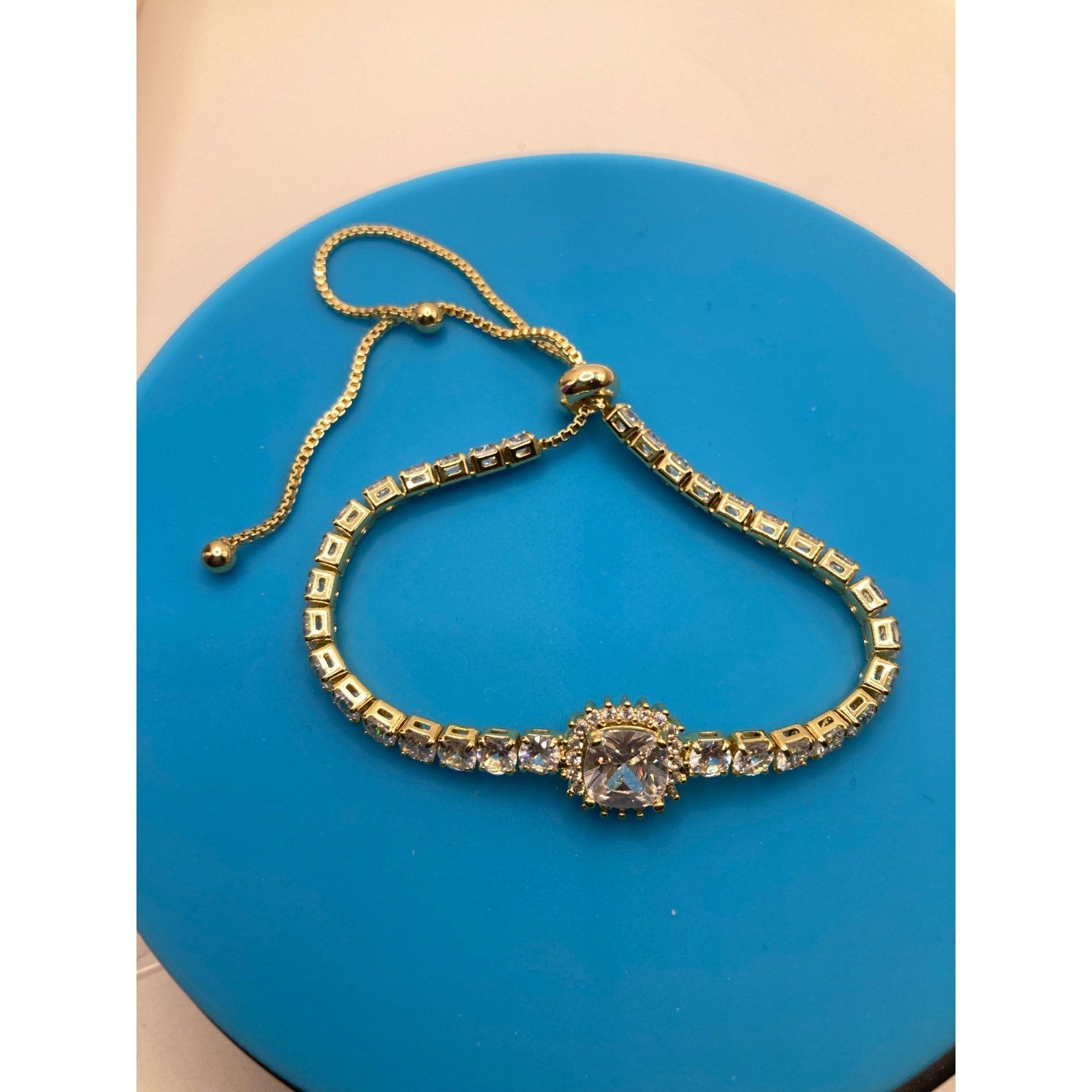 Radiant Center Stone Slider Tennis Bracelet Made with Swarovski Elements Sz9