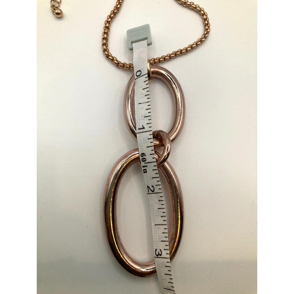 WHITE HOUSE/BLACK MARKET Rose Gold Chain Link Pendant Necklace w/ Box Chain ~30"