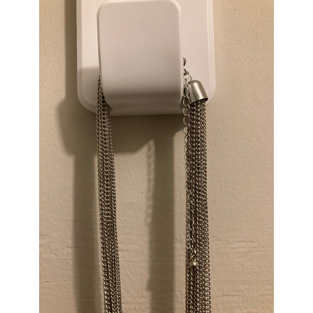 LANE BRYANT Multi Chain Draped Layered Silver Tone Chain Necklace