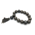 COLDWATER CREEK Matte Grey Large Bead Chunky Stretch Bracelet w/ Tassel