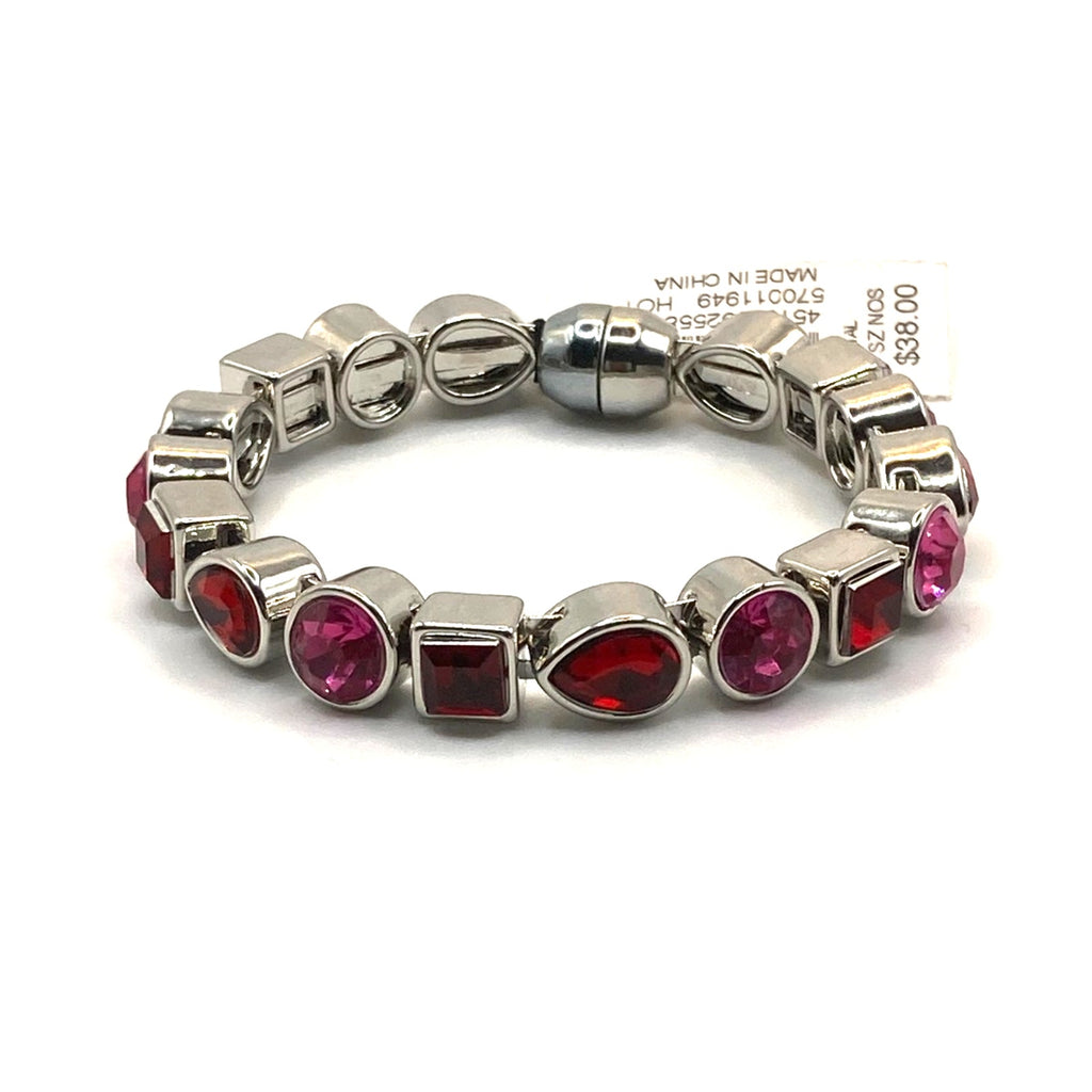 White House Black Market Pink & Red Geometric Valentine's Bangle Bracelet