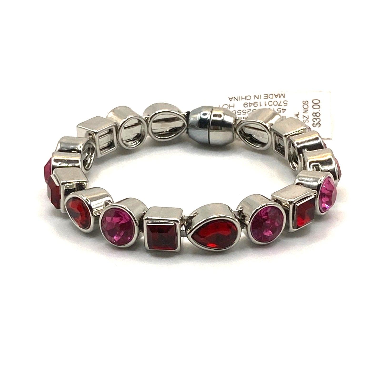 White House Black Market Pink & Red Geometric Valentine's Bangle Bracelet