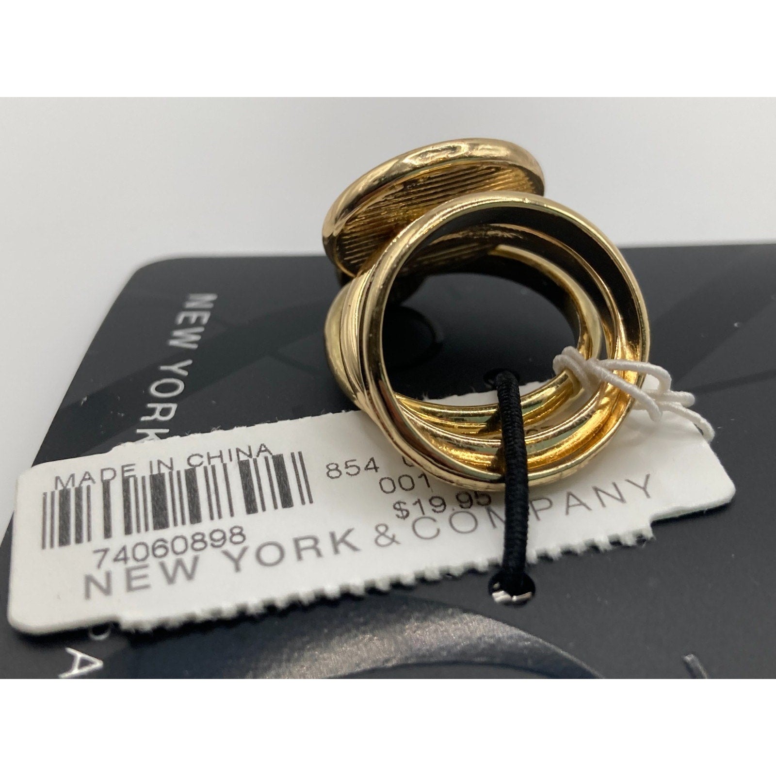 New York & Company Size 6 Women's 3-Stack Ring Set Gold Tone Clear Crystal