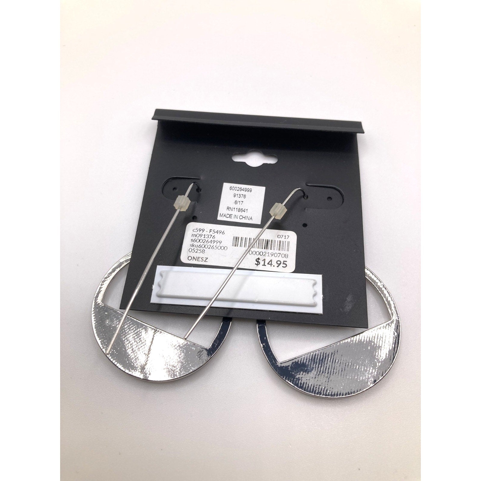 LANE BRYANT Textured Mixed Metal Partial Hoop Drop Earring Extra Long Hook Back