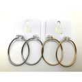 CHARMING CHARLIE Gold Tone & Silver Tone Abstract Oval Hoop Earrings 2 PAIR SET