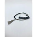 LANE BRYANT Metal & Black Gray Beaded Bracelet w/ Metal Tassel | $39 Retail
