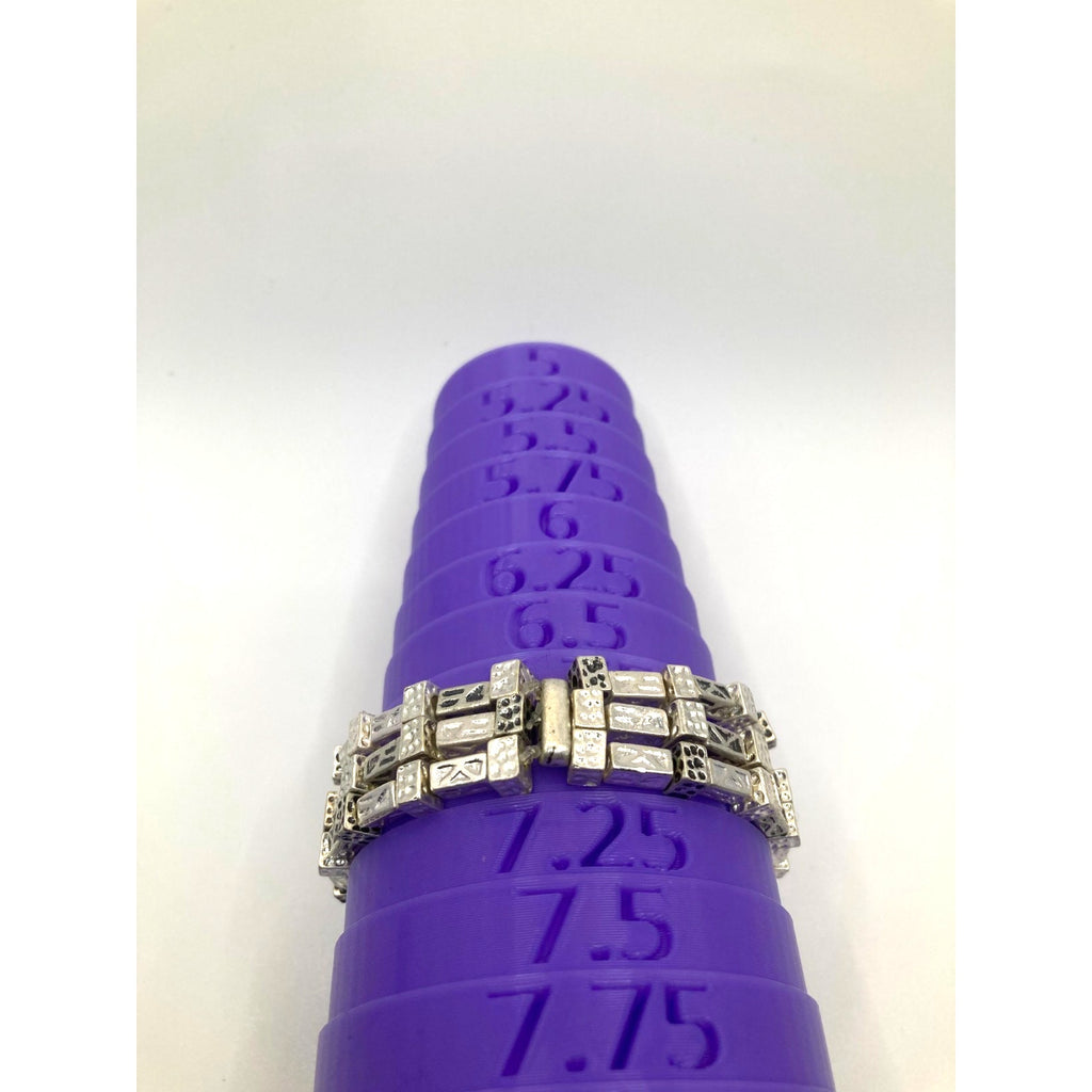 CHICO'S Triple Strand Silver Tone Oxidized Textured Beaded Stretch Bracelet