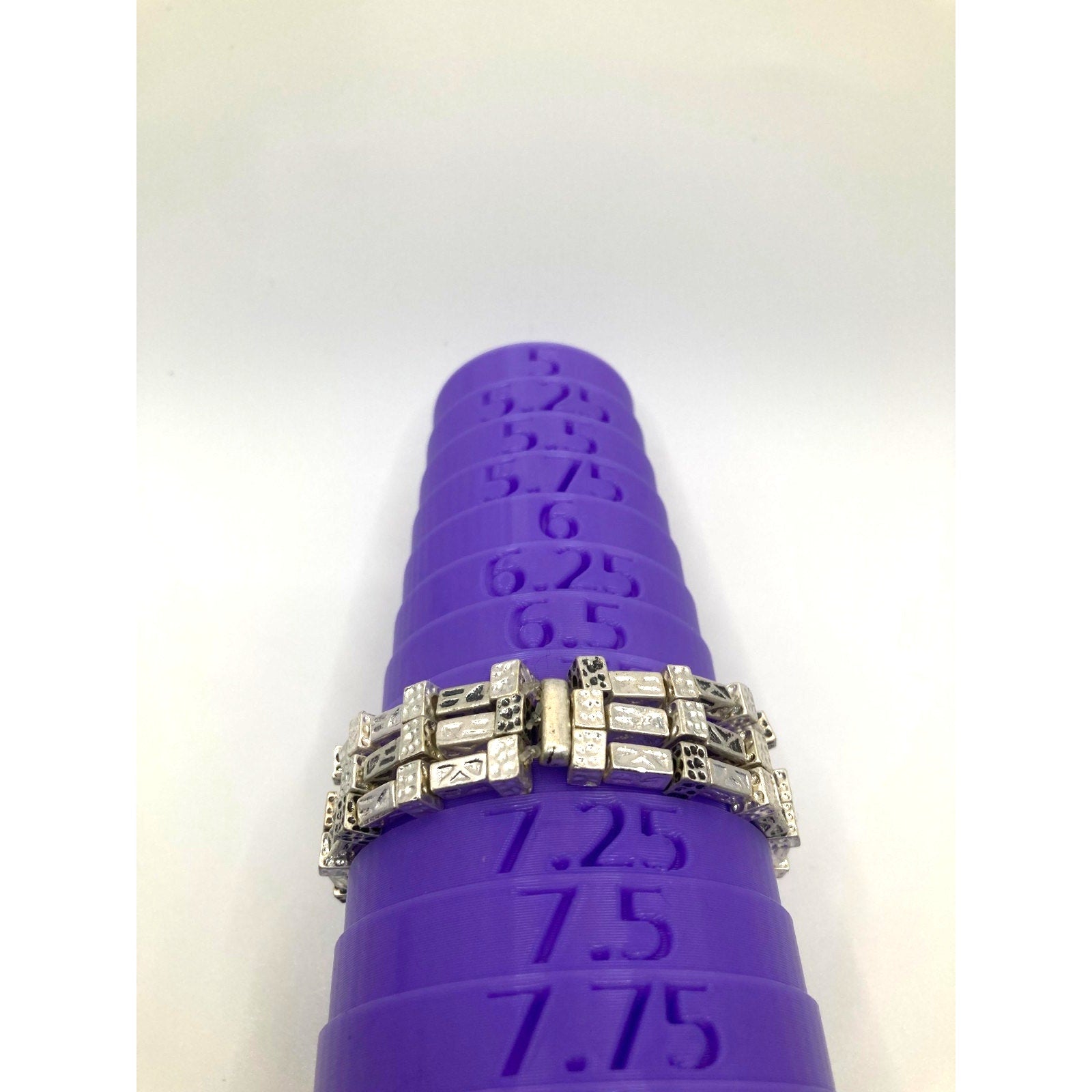 CHICO'S Triple Strand Silver Tone Oxidized Textured Beaded Stretch Bracelet