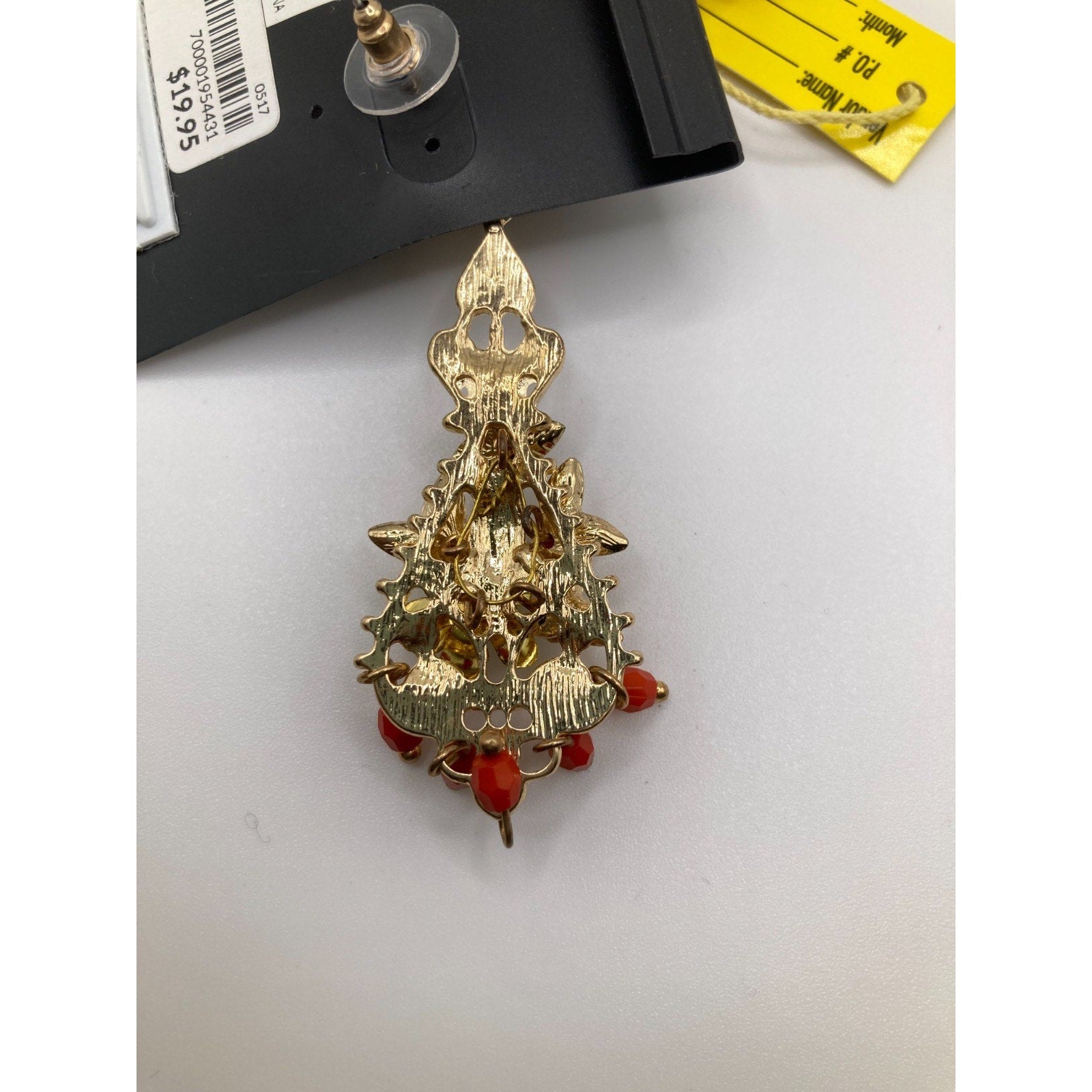 LANE BRYANT Spanish Gold Tone Multicolor Ornate Chandelier Statement Earrings