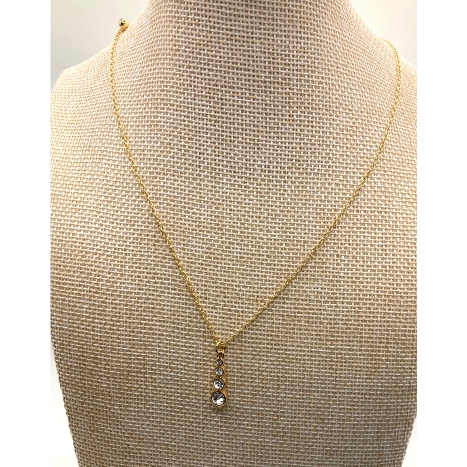 Graduated Four-Stone Gold Overlay 18" Necklace Made with SWAROVSKI Elements