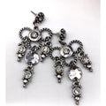 Viking Rustic Oxidized Silver Tone Twisted Ring Chandelier Dangle Earrings 2"