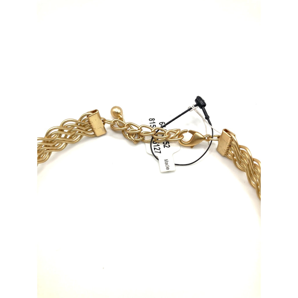 FREE PEOPLE Gold Tone Woven Chain Collar Choker Necklace