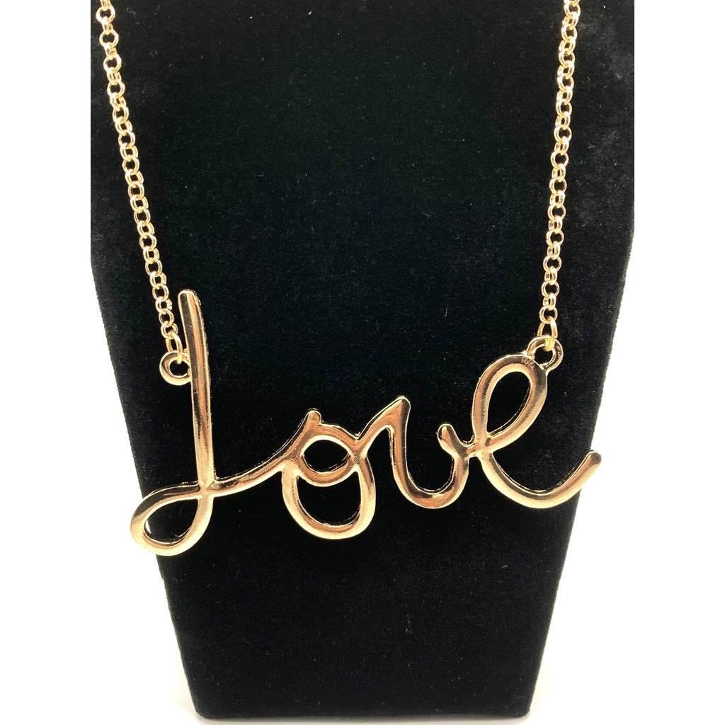 Imperfect* ANNA & AVA Gold Tone 'Love' Script Pendant Necklace 18"