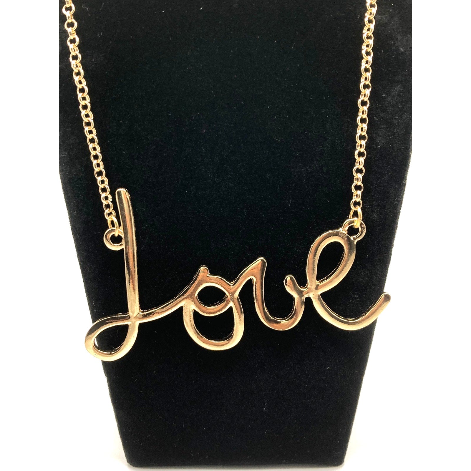Imperfect* ANNA & AVA Gold Tone 'Love' Script Pendant Necklace 18"