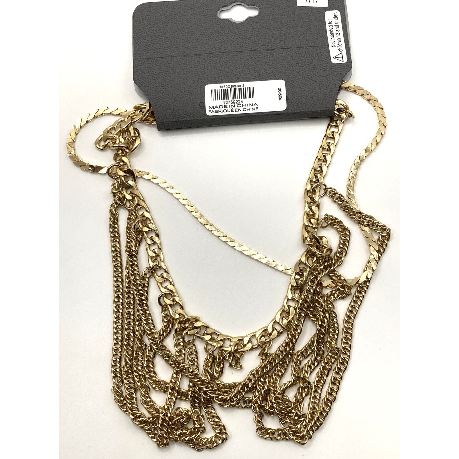 EXPRESS Gold Tone Multi Strand Draping Multi Layered Choker Necklace