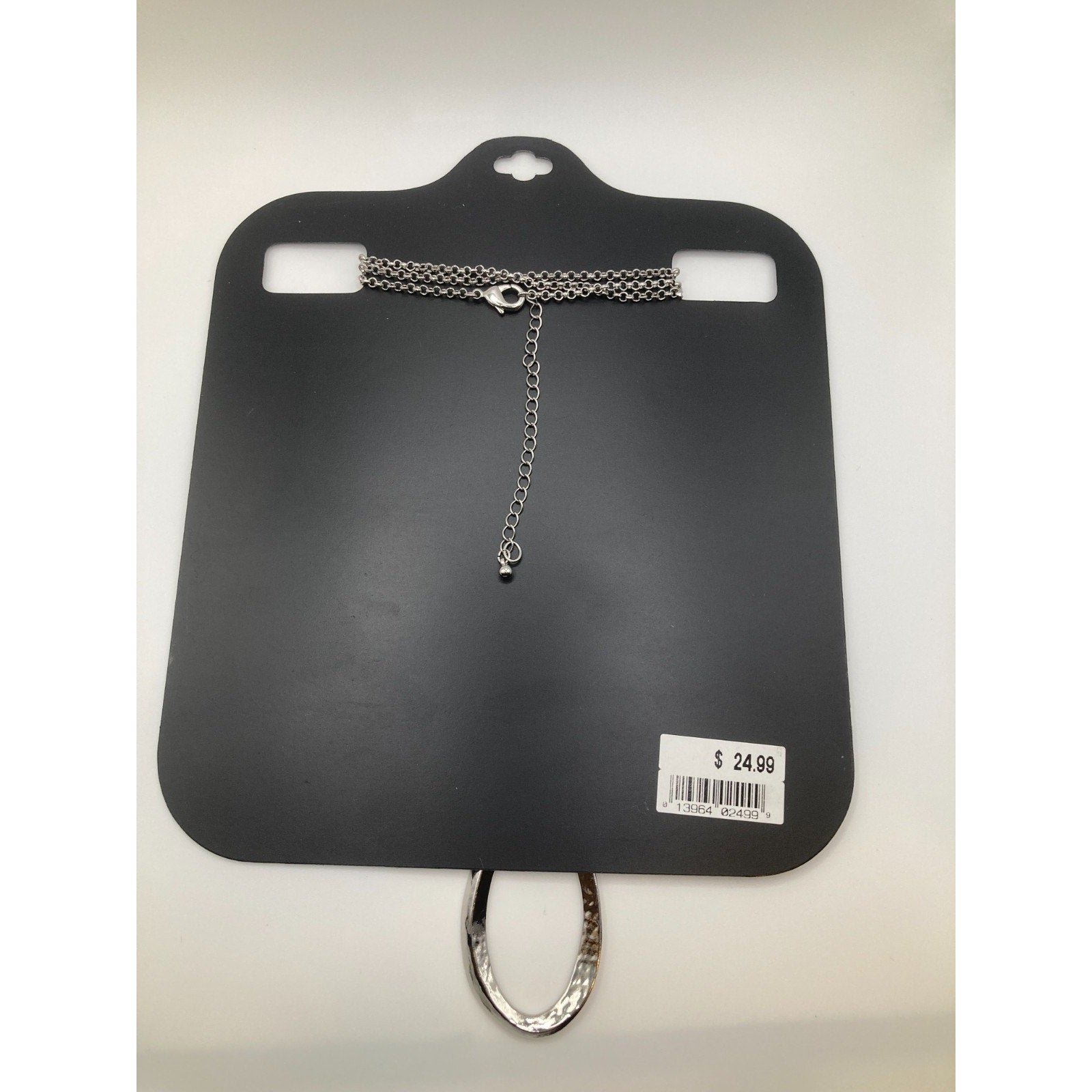Lane Bryant Abstract Hammered Silver Tone Oval Pendant Necklace