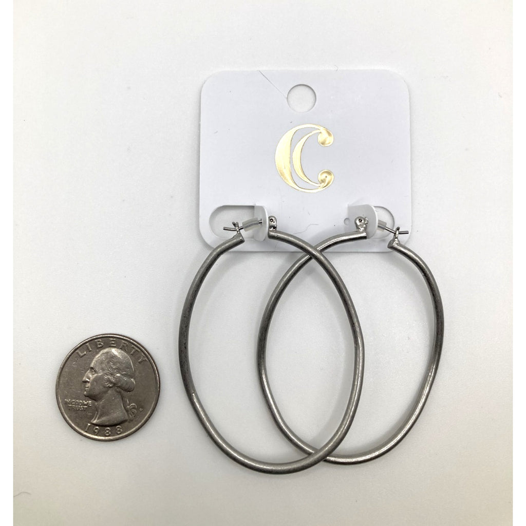 CHARMING CHARLIE Gold Tone & Silver Tone Abstract Oval Hoop Earrings 2 PAIR SET