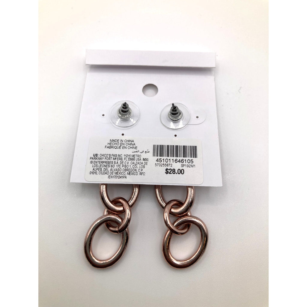 WHITE HOUSE/BLACK MARKET Chic Glossy Rose Gold Chain Link Drop Earrings ~2in
