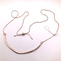 Soft Rose Gold Tone Slider Adjustable Bow Necklace Simplistic Versatile 28"