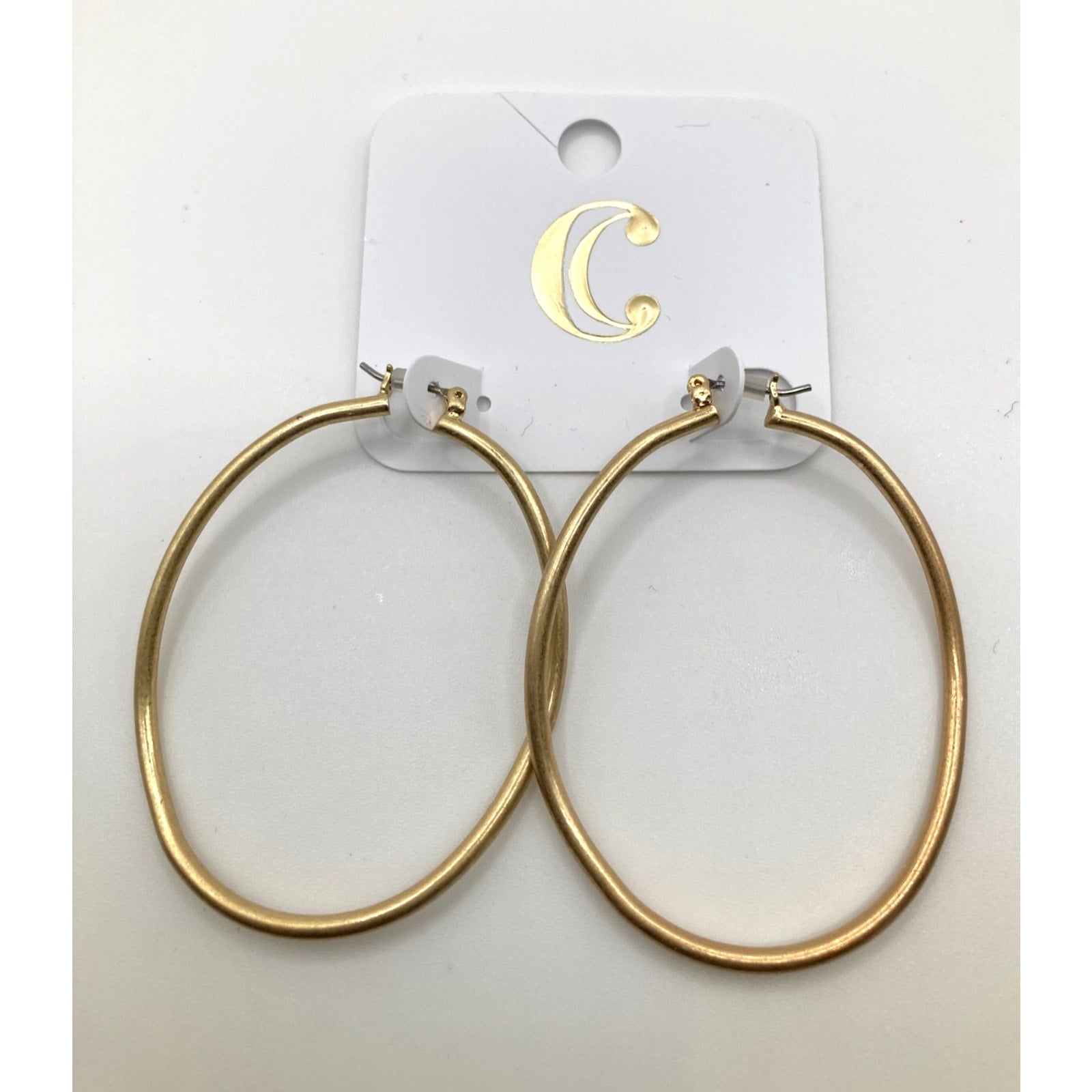 CHARMING CHARLIE Gold Tone & Silver Tone Abstract Oval Hoop Earrings 2 PAIR SET