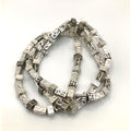 CHICO'S Triple Strand Silver Tone Oxidized Textured Beaded Stretch Bracelet