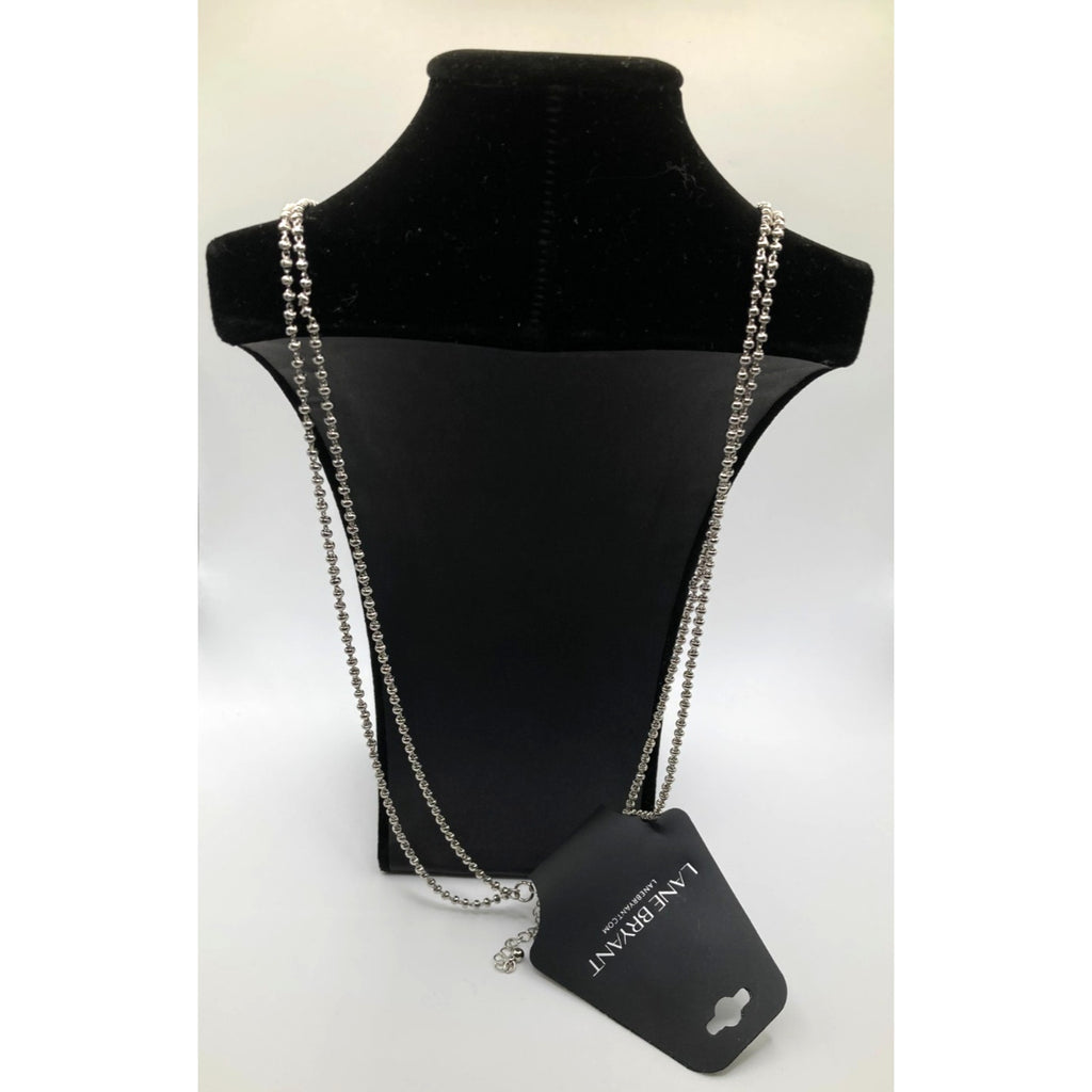 LANE BRYANT Silver Tone Star Cutout Dog Tag Necklaces w/ Rhinestone 28" & 34"