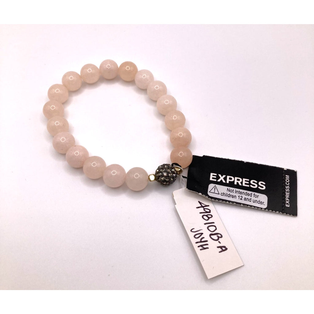 EXPRESS Blush Pink Stretch Bracelet Gold Tone Accent w/ Black & Rhinestone NEW