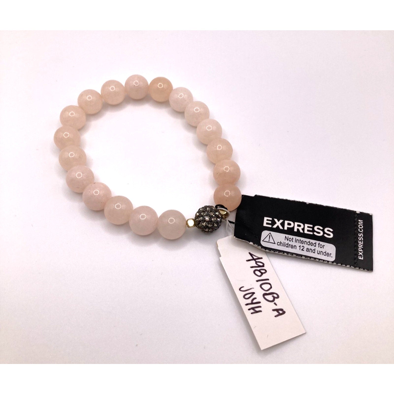 EXPRESS Blush Pink Stretch Bracelet Gold Tone Accent w/ Black & Rhinestone NEW